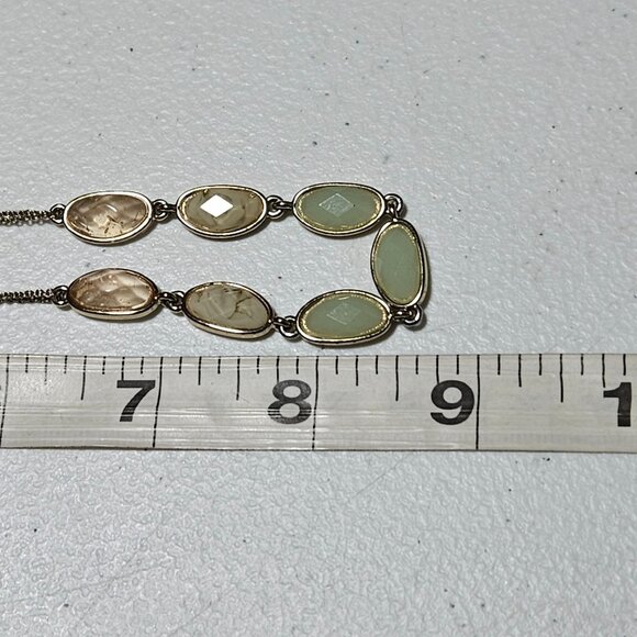 LOFT Oval Moonstone Gem Gold Tone Two Strand Chain Necklace Fashion Jewelry - Picture 7 of 7